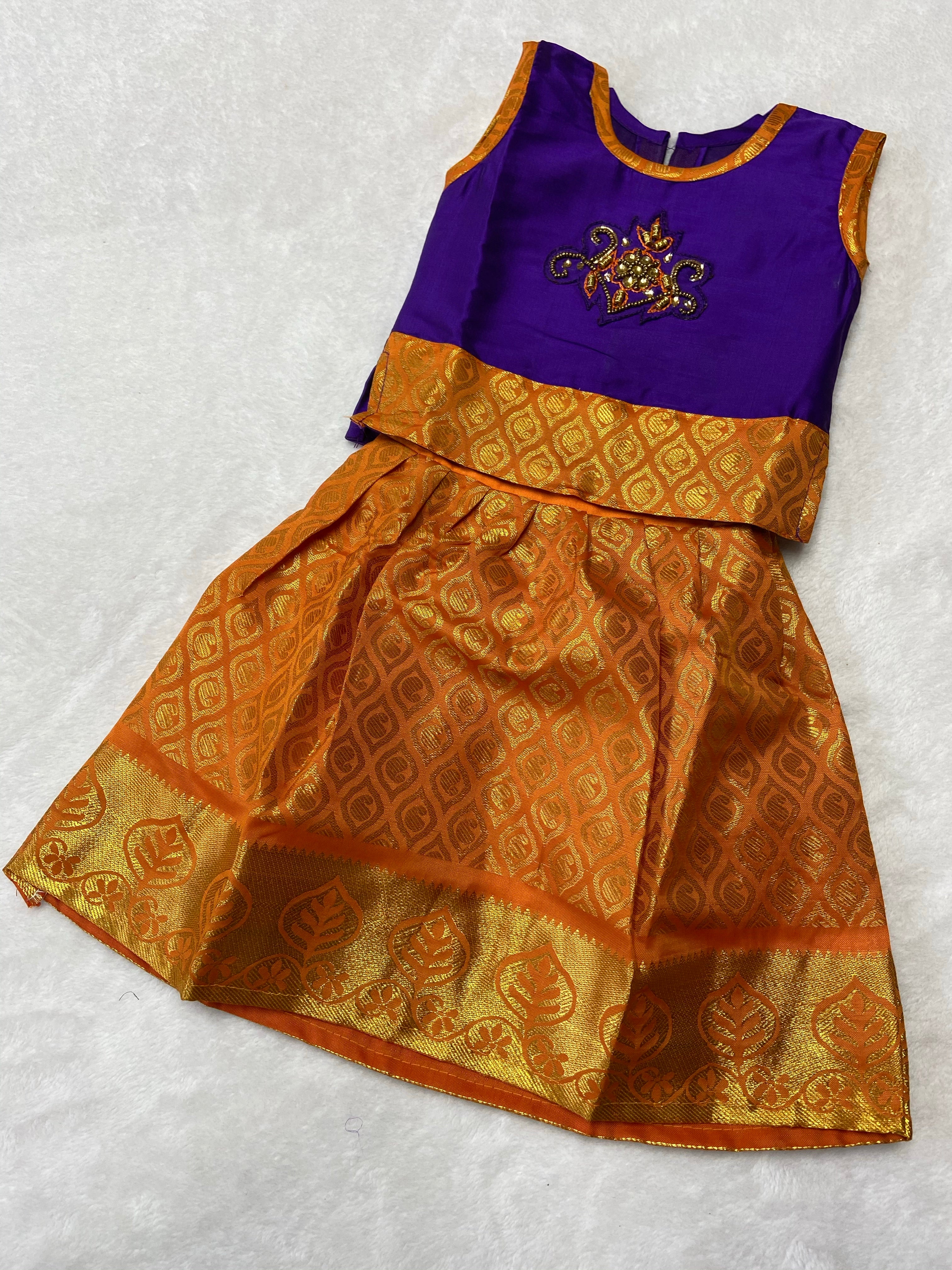 New Born Traditional pattu pavadai - Generic 