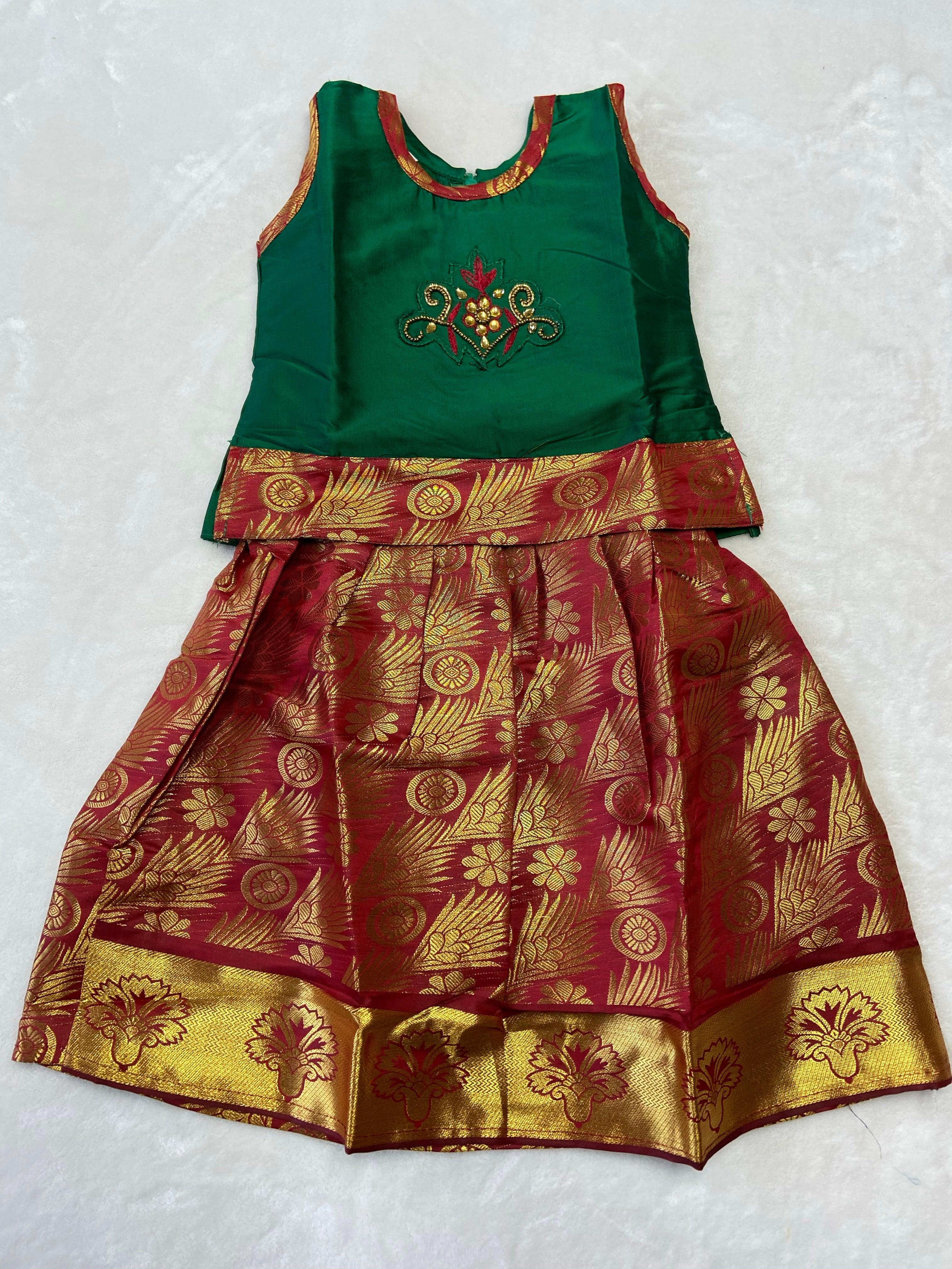 New Born Traditional pattu pavadai - Generic 