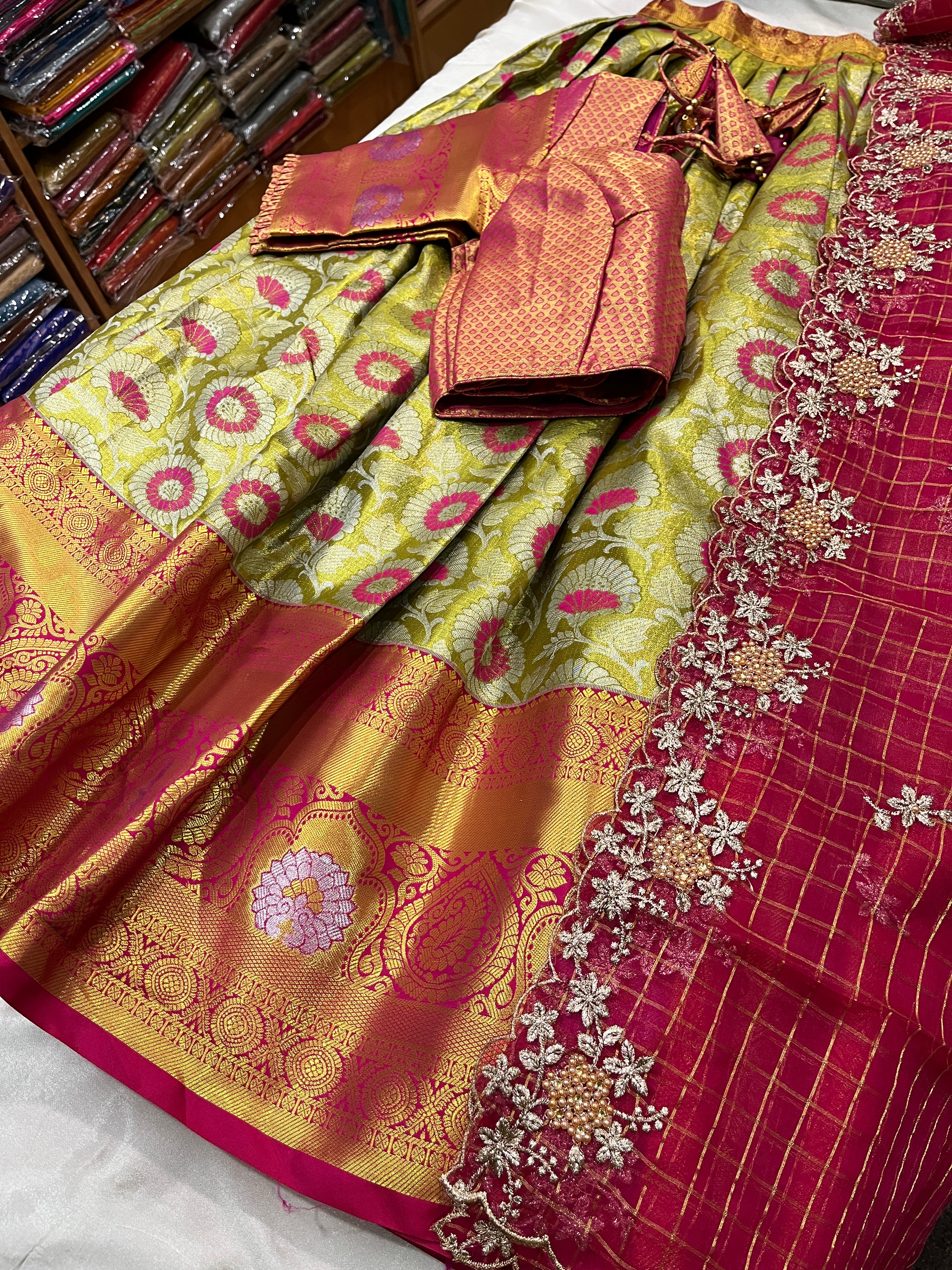 Fully stitched half saree or Lehenga  set