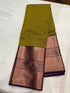 Kanchi Vegan Silk Saree With Contrast Blouse and Rich Jari Pallu