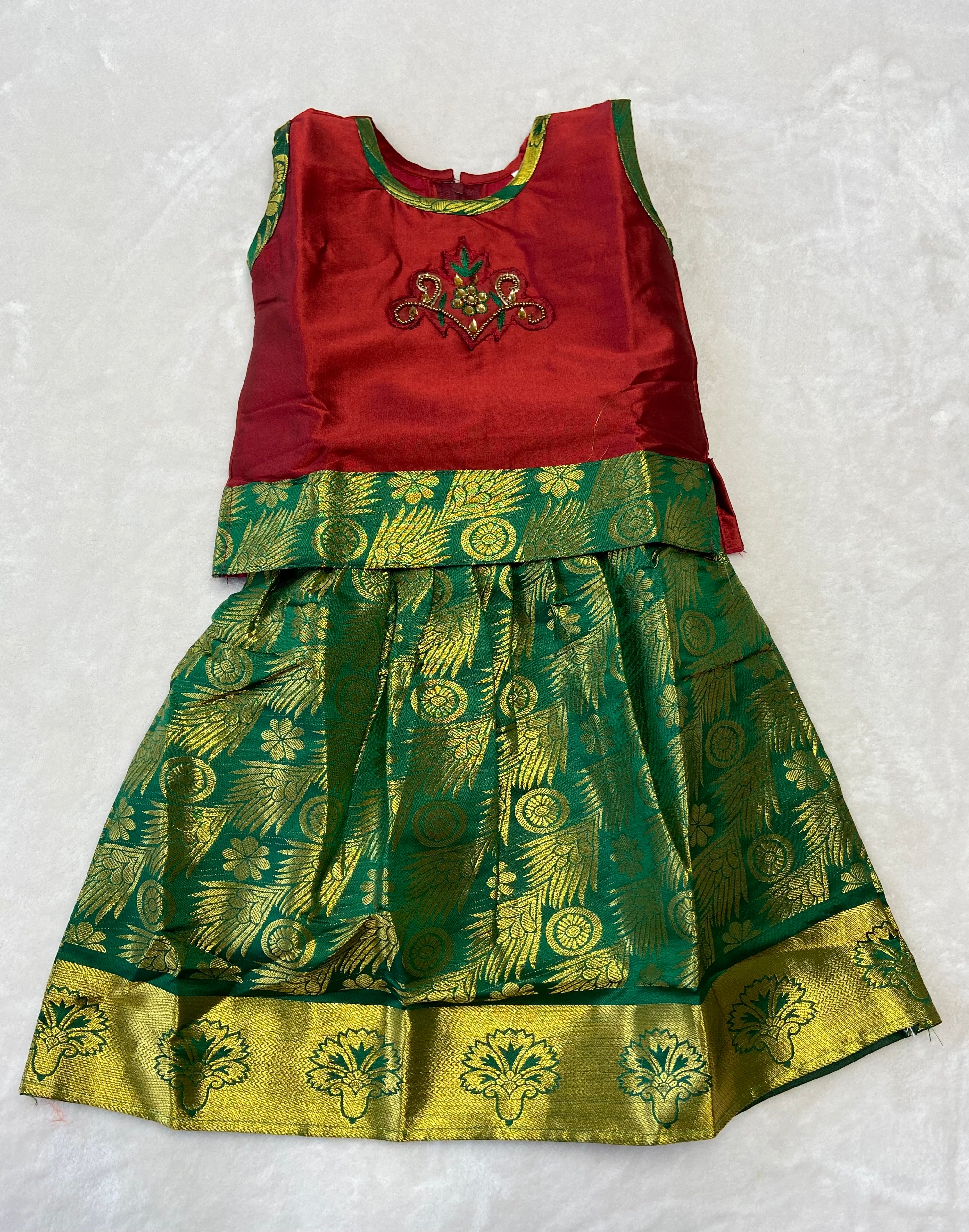 New Born Traditional pattu pavadai - Generic 