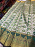 kanchi Rich Tissue Semi silk saree  with contrast blouse and rich jari pallu