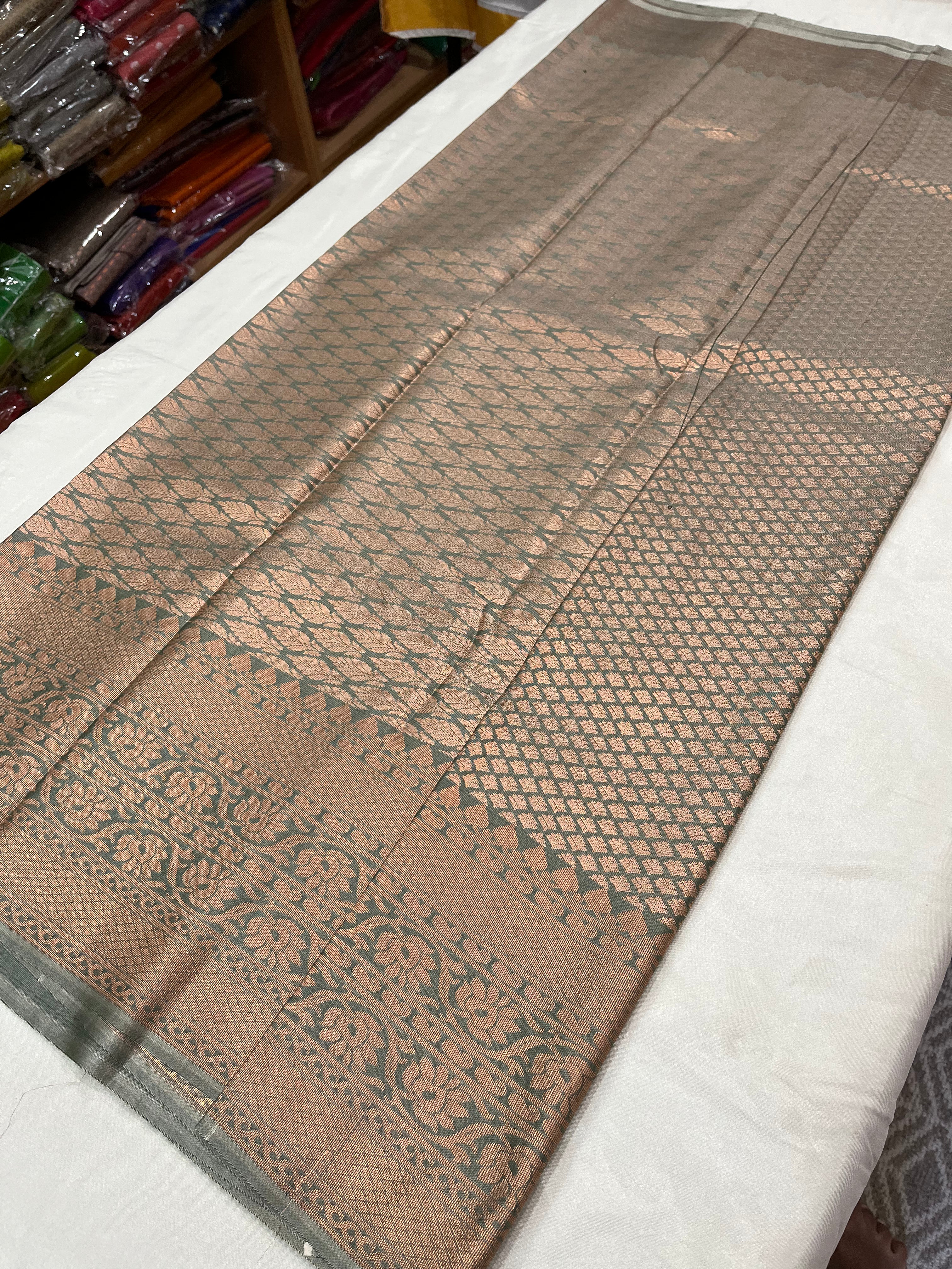 kanchi Semi silk saree   Brocade  blouse and rich jari pallu
