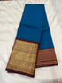 Kanchipuram korvai border soft Semi silk saree with contrast blouse and rich zari pallu