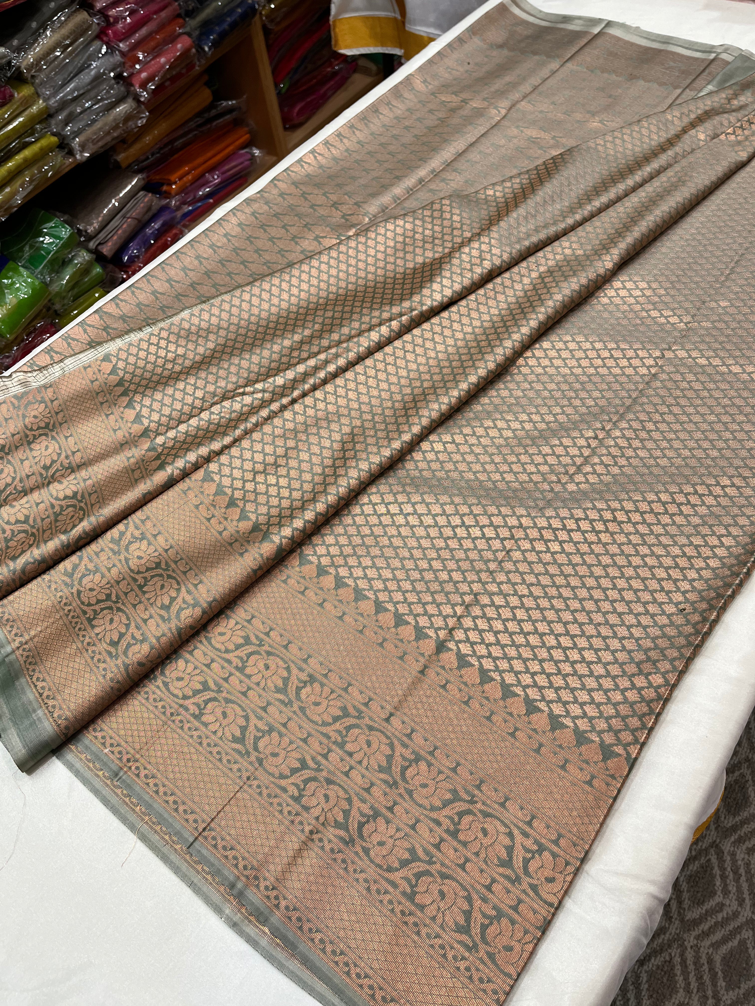 kanchi Semi silk saree   Brocade  blouse and rich jari pallu