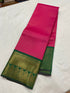 Kanchipuramkanchipuram Semi silk saree  with contrast blouse and rich jari pallu
