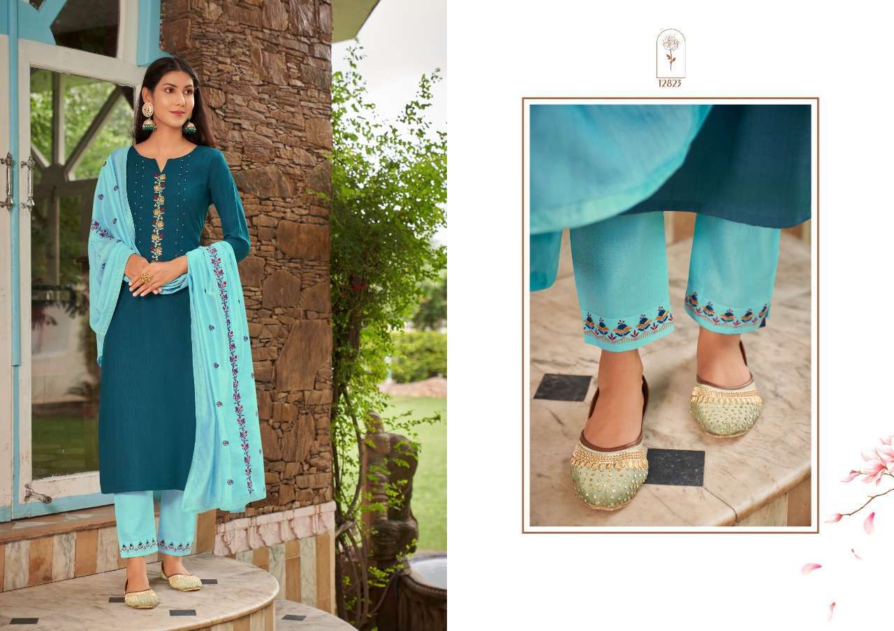 KIvi  Rayon Designer Kurtis With Pant And Dupatta Collection