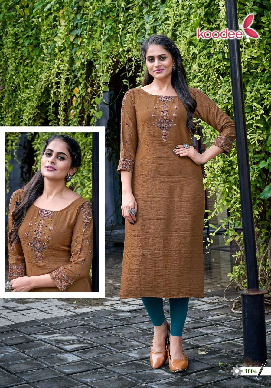 Veer Fancy Handwork Silk Kurti (Top only)