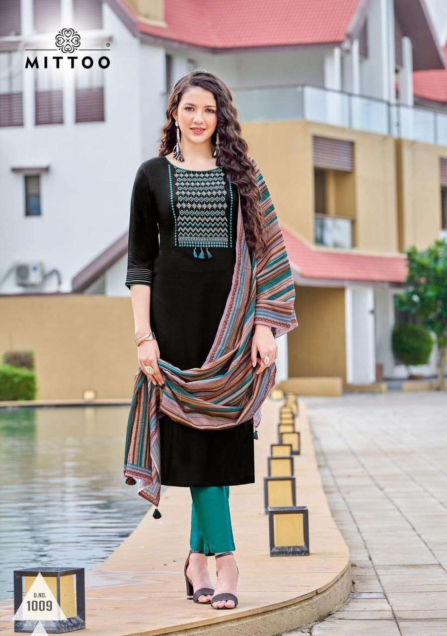 Mittoo Presents Shringar Vol-6 Cotton Slub Lycra Kurtis With Pant And Dupatta Collection.