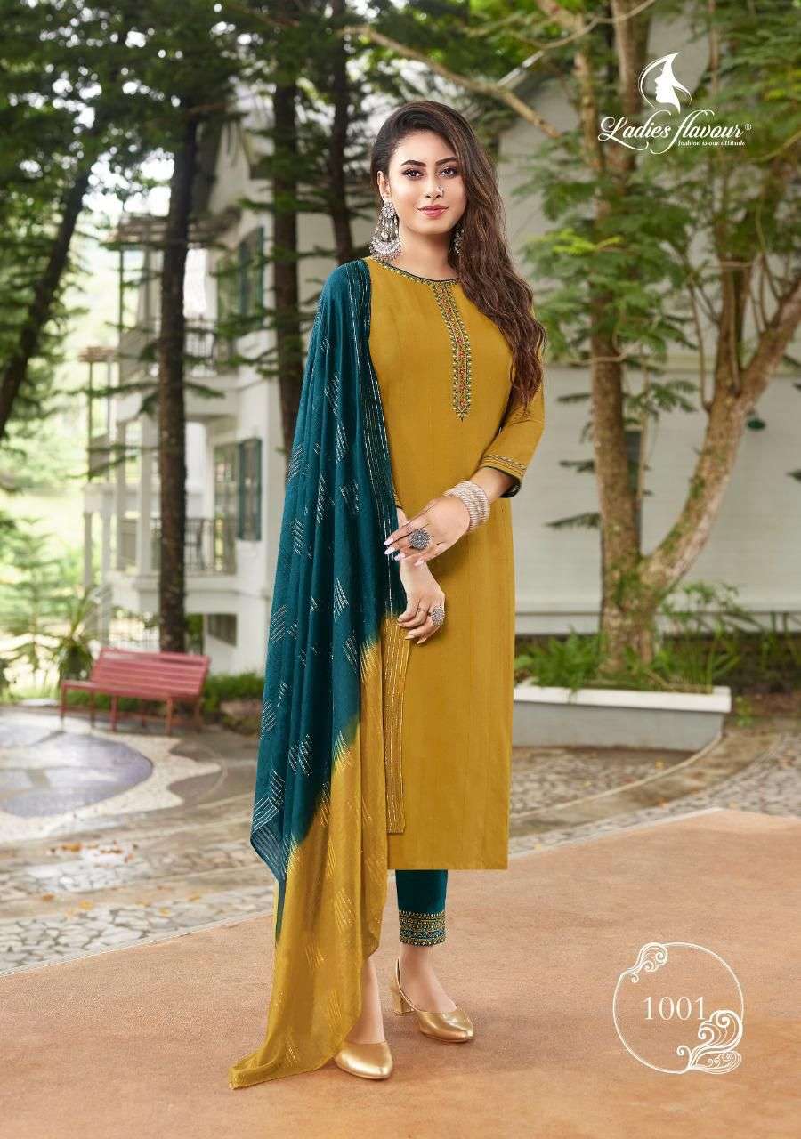 Ladies Flavour Presents Safar Fancy Viscose Designer Kurtis With Pant And Dupatta Collection
