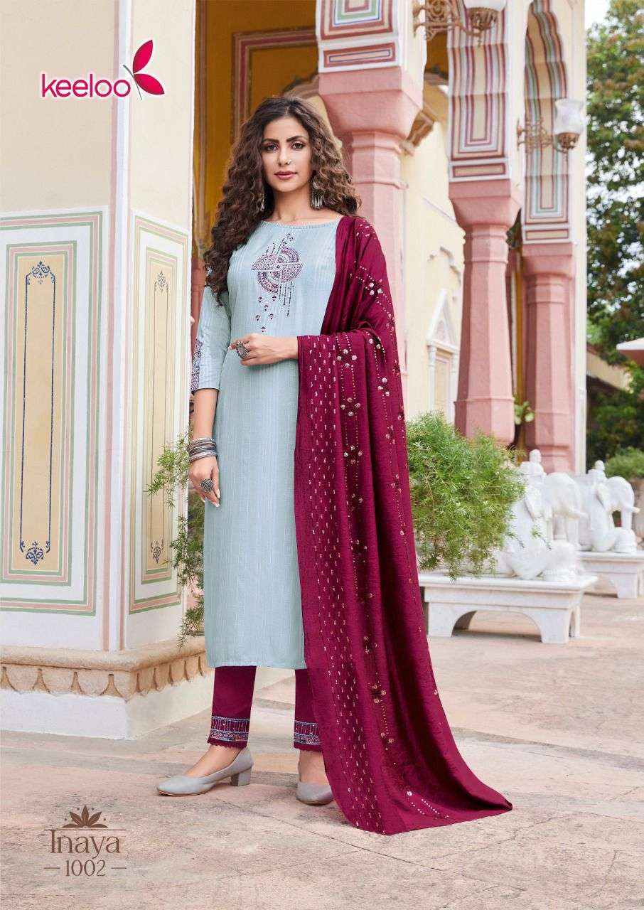 Keeloo Presents Inaya Vol-1 Rayon Designer Kurtis With Pant And Dupatta Collection.