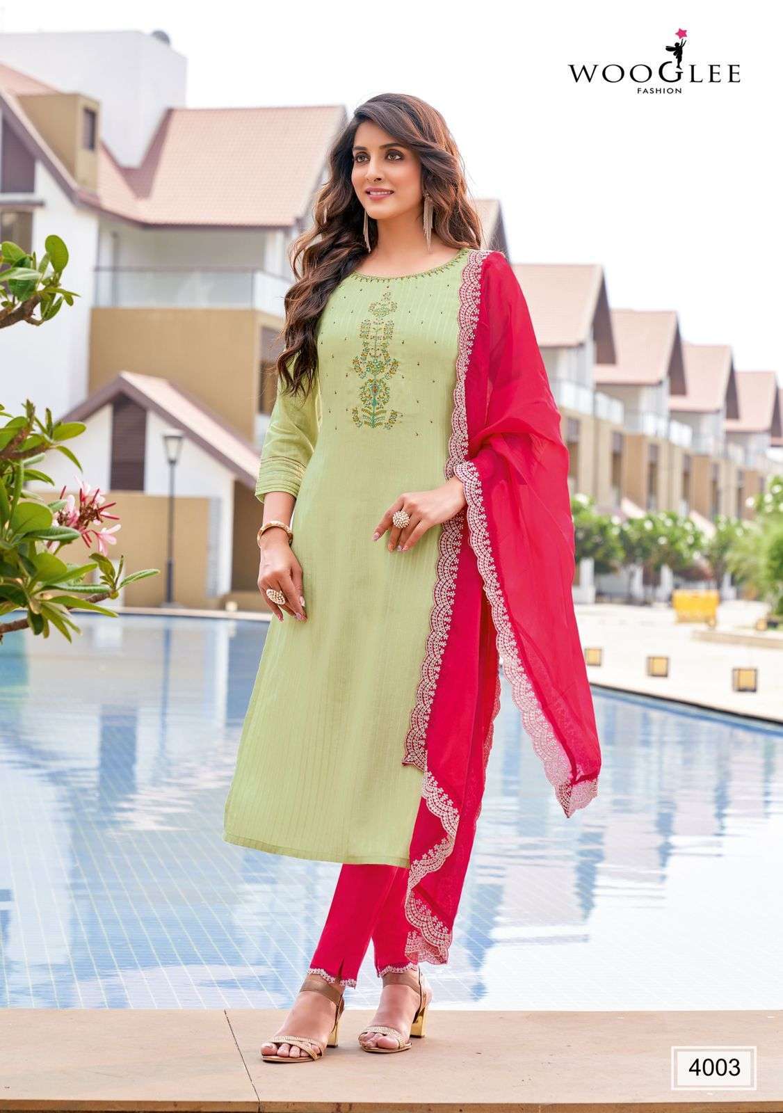 Wooglee Presents Viranga Rayon Top With Bottom And Dupatta Collection