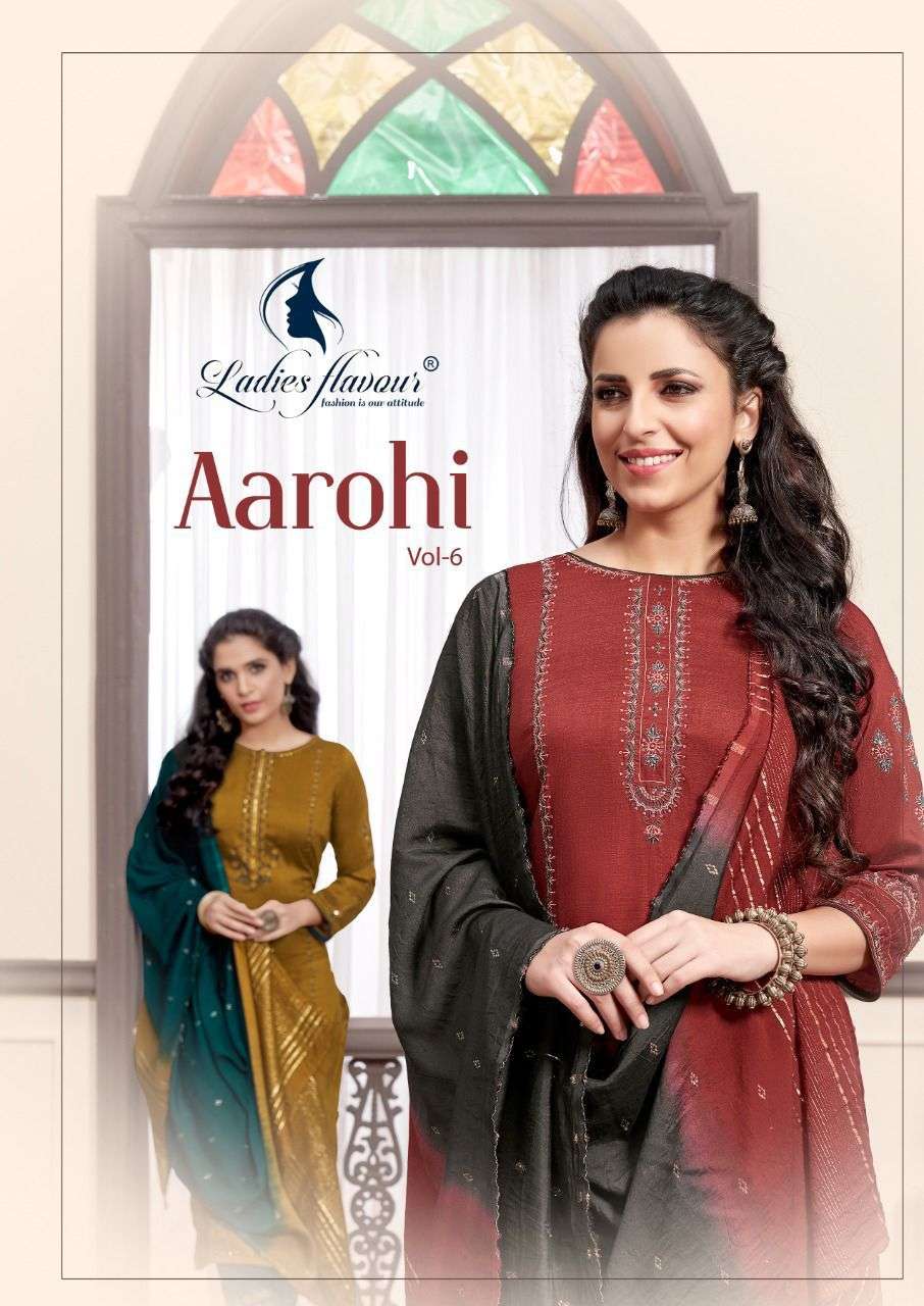 Aarohi Chinon Slub Kurtis With Pant And Dupatta