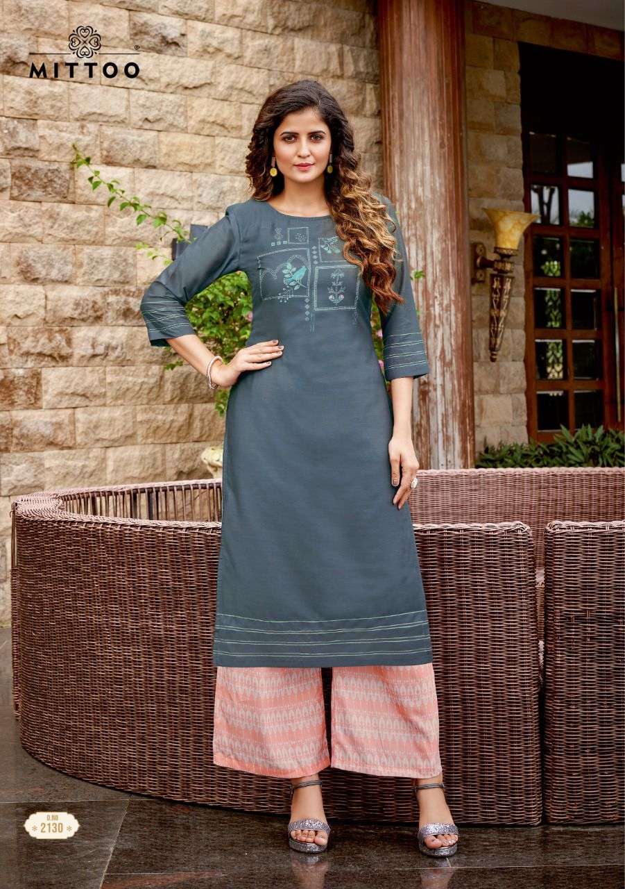 Mittoo Presents Panghat Heavy Chinon Embroidery Work Kurtis And Plazzo