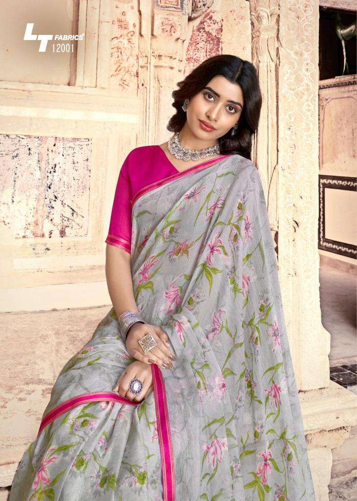 LT Sarees Presents Innayat Chinon Printed Sarees Collection