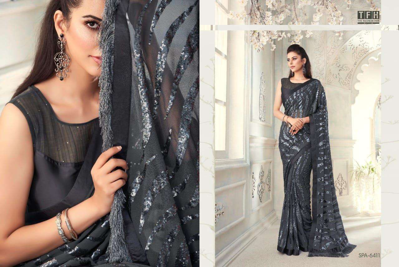 TFH PRESENTS SPARKLE  SOFT GEORGETTE EXCLUSIVE PARTY WEAR WEDDING FANCY SAREES