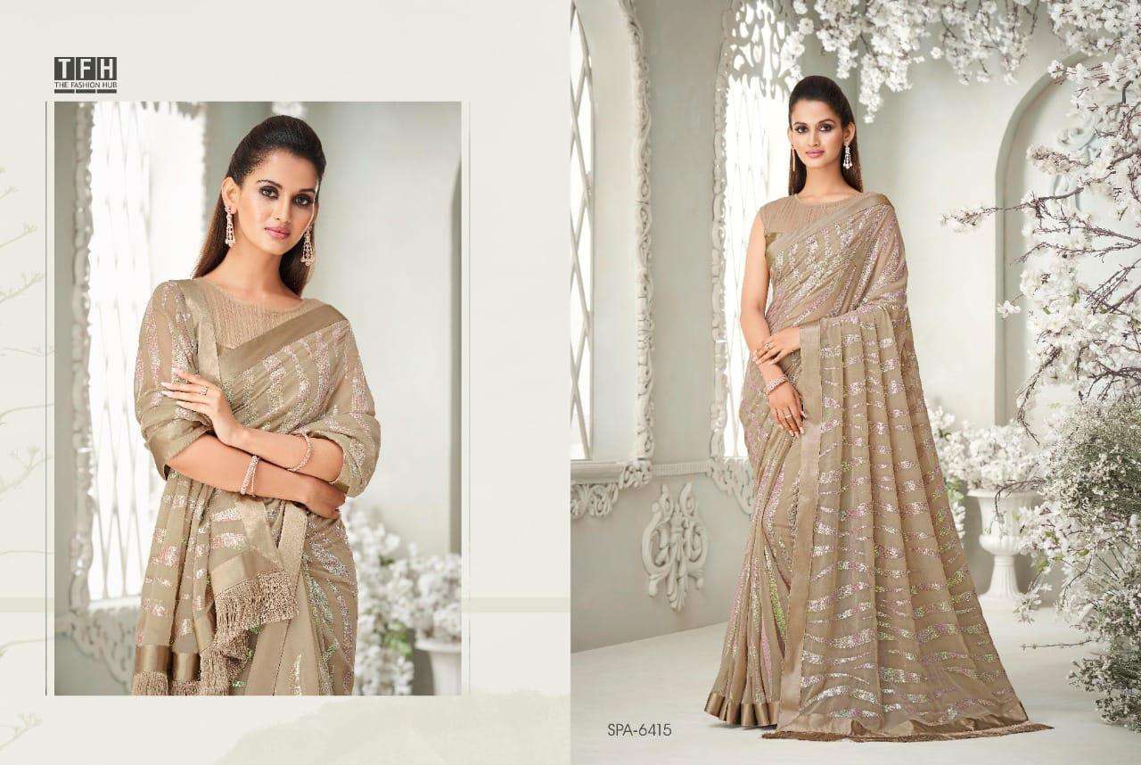 TFH PRESENTS SPARKLE  SOFT GEORGETTE EXCLUSIVE PARTY WEAR WEDDING FANCY SAREES