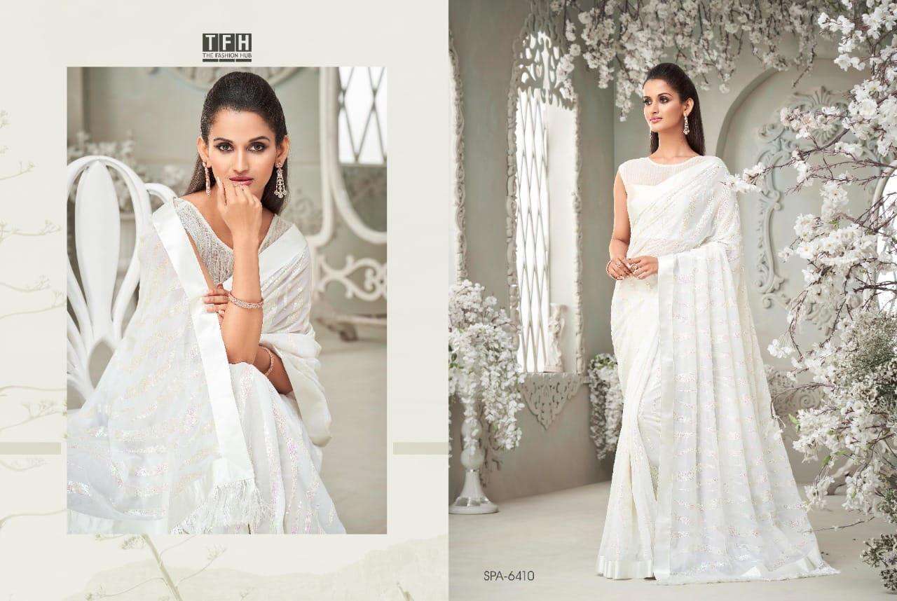 TFH PRESENTS SPARKLE  SOFT GEORGETTE EXCLUSIVE PARTY WEAR WEDDING FANCY SAREES
