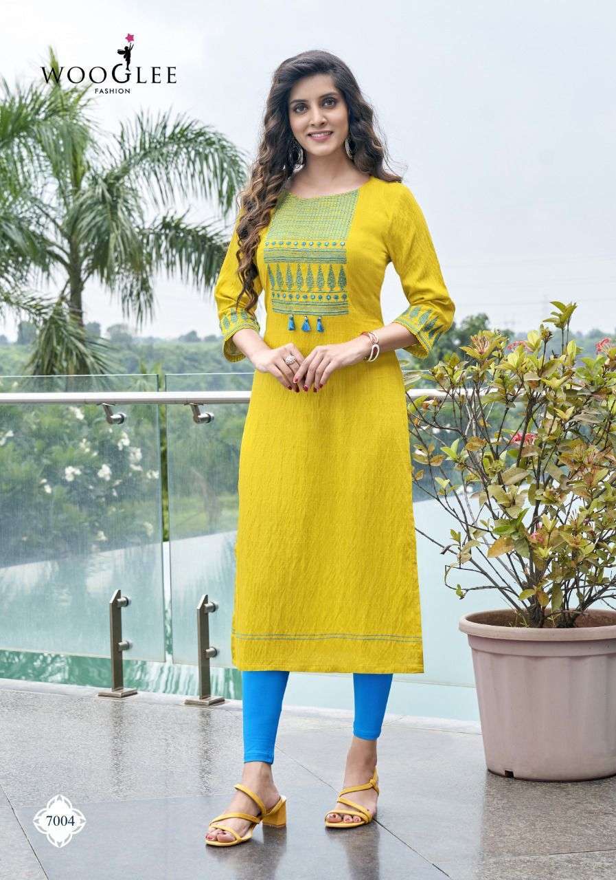 Wooglee Presents 4ever Nylone Viscose Fancy Stylish Designer Kurtis (Only Top)